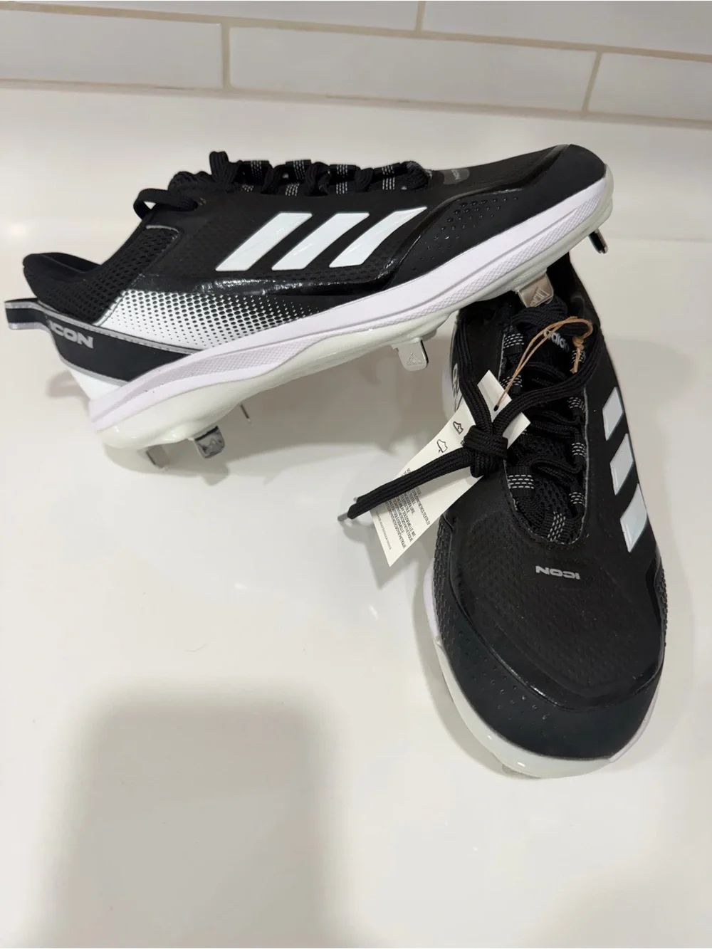 Adidas Icon 7 Metal Baseball Cleats Black White FZ1558 Men’s Size 7 New